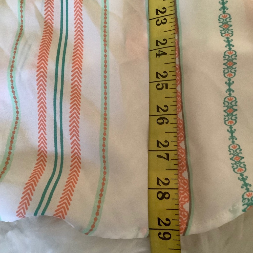 Torrid Womens Size 3 Coral Teal Striped Button Back Short Sleeve Blouse Top - Picture 16 of 16